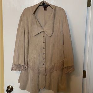 Multiples - beige ultra suede shirt/jacket